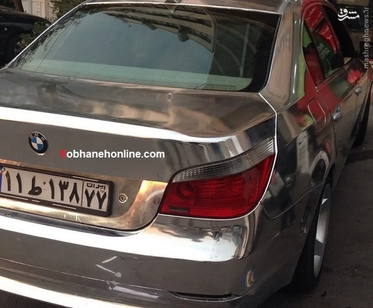BMW استثنایی در تهران با بدنه کروم/ عکس