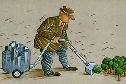 زمین خواری!/کاریکاتور