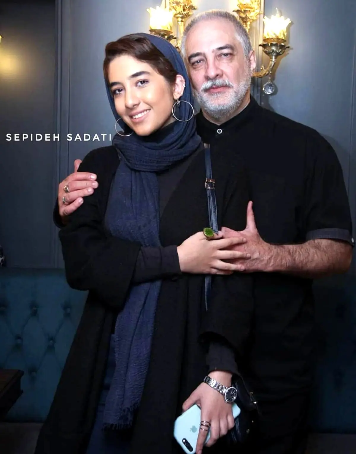 تصویری از ایرج نوذری و دخترش/عکس