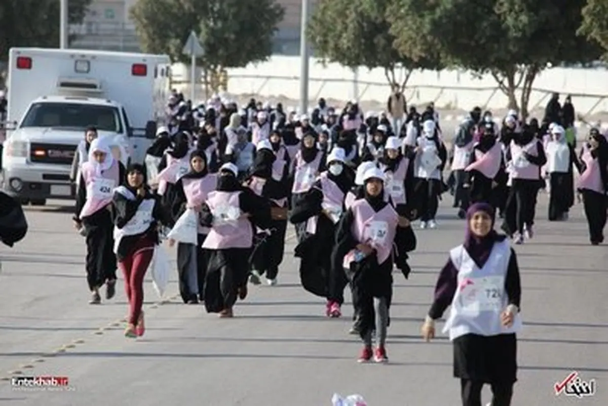 دوی ماراتن به سبک زنان عربستانی /تصاویر