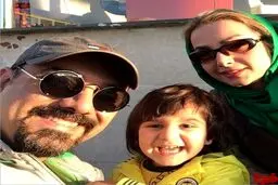 سلفی جالب برزو ارجمند با همسر و پسرش/عکس