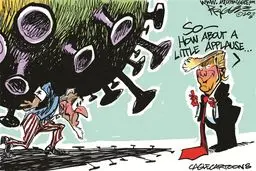 کنترل کرونا به شیوه ترامپ + کاریکاتور