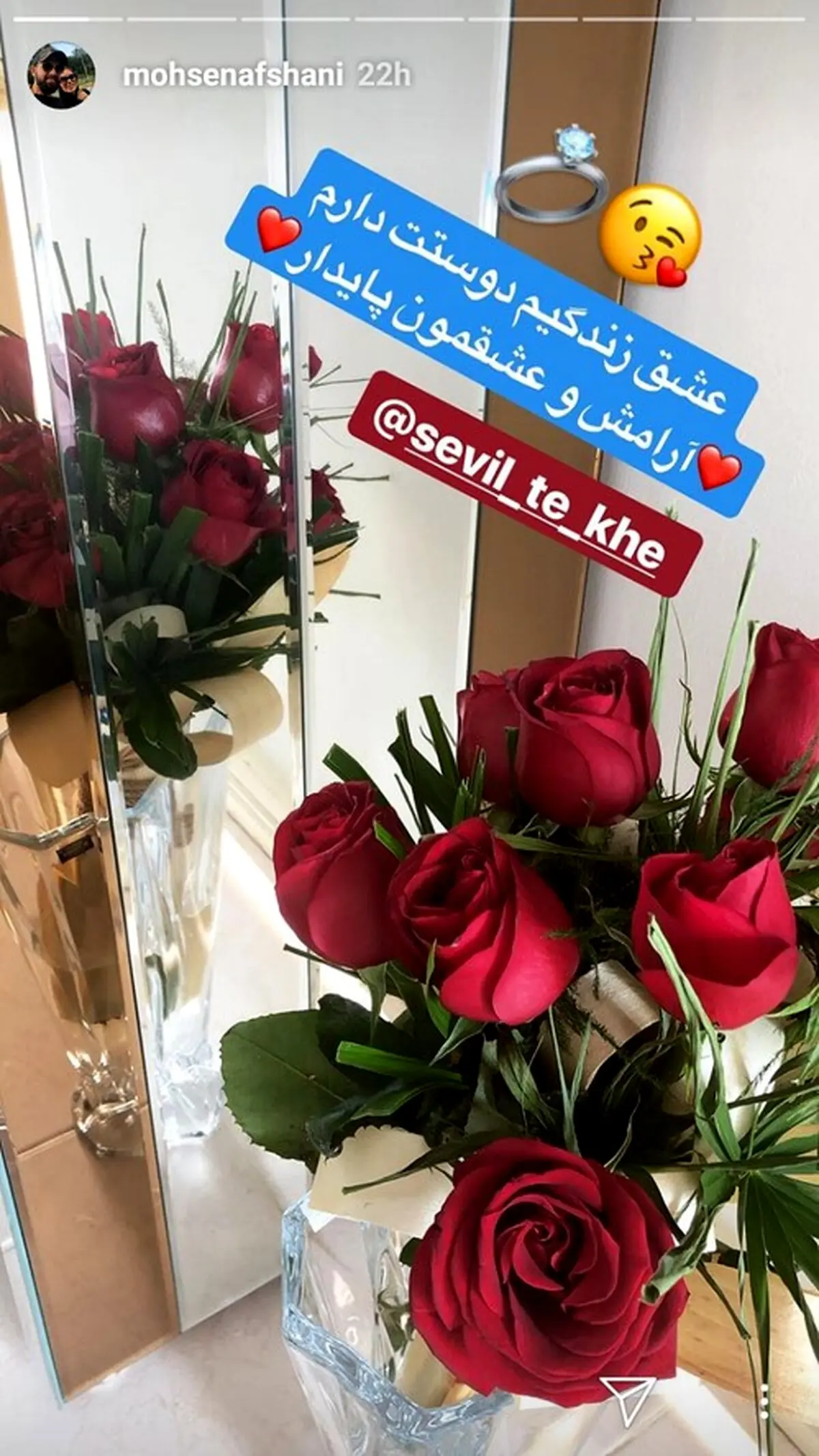 تصویری از هدیه محسن افشانی به عشق زندگیش