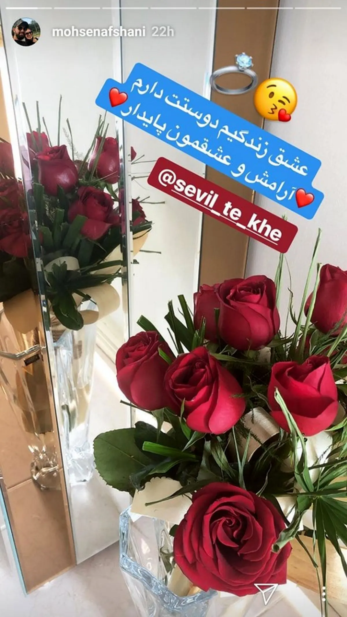 تصویری از هدیه محسن افشانی به عشق زندگیش