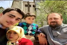 سیدحسن در کنار فرزندانش/عکس
