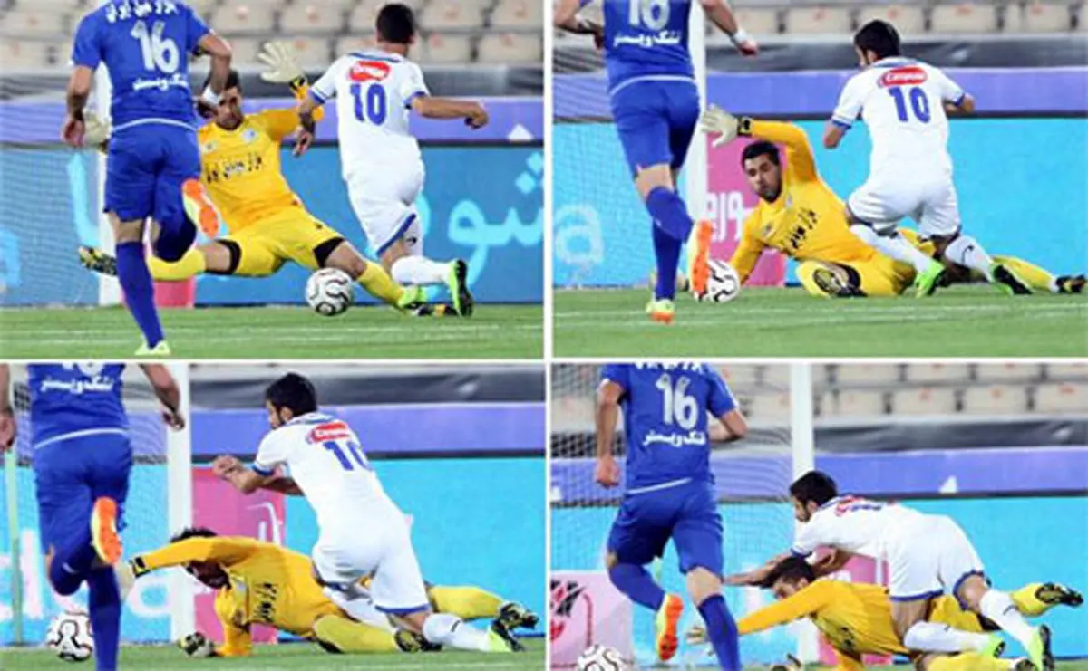 تایید خطای فروزان روی مهاجم ملوان و واکنش باشگاه استقلال + عکس