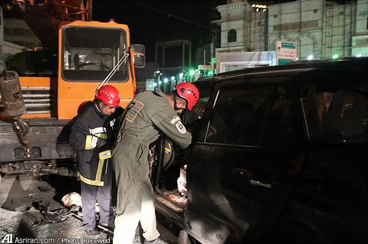 صحنه تصادف خودروی باران کوثری/عکس