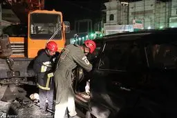 صحنه تصادف خودروی باران کوثری/عکس