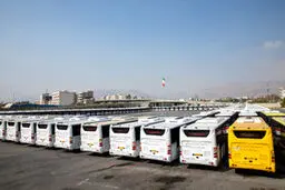 تصاویر ورود ۱۱۰ دستگاه اتوبوس جدید به ناوگان تهران