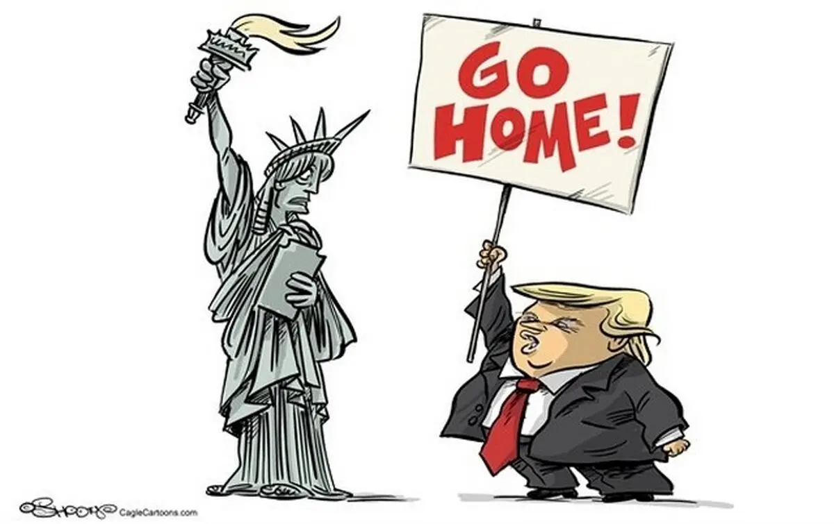 واکنش عجیب ترامپ به اعتراض‌ها!/کاریکاتور