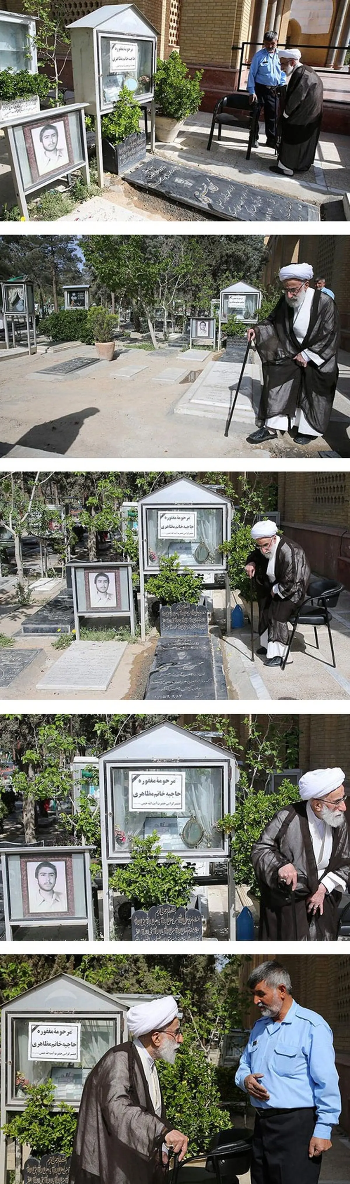 آیت‌الله جنتی بر مزار همسرش/عکس