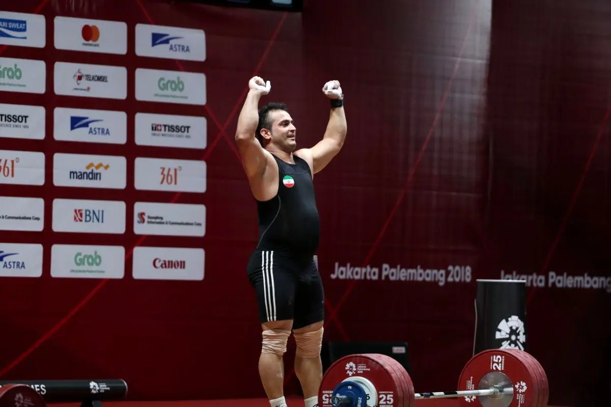 تصویری از شادی سهراب مرادی پس از رکوردشکنی در بازی‌های آسیایی