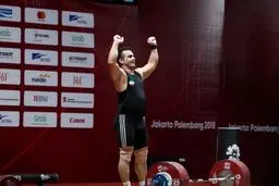 تصویری از شادی سهراب مرادی پس از رکوردشکنی در بازی‌های آسیایی