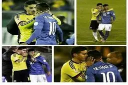 عکسی از صحبت‌های درگوشی جیمز با نیمار/ رودریگز به کاپیتان برزیل چه گفت؟