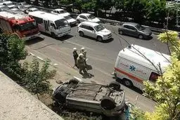 تصاویر واژگونی 206 بر اثر برخورد با بنز