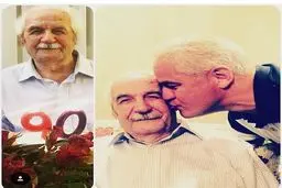 بوسه ستاره پرسپولیسی بر گونه پدرش در جشن تولد 90 سالگی/عکس