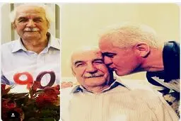 بوسه ستاره پرسپولیسی بر گونه پدرش در جشن تولد 90 سالگی/عکس