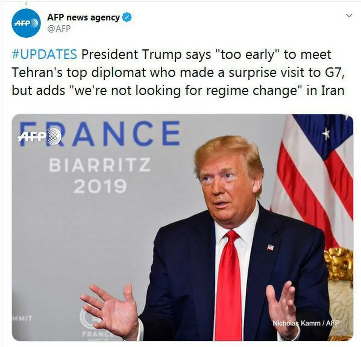 ترامپ: خیلی زود است که با ظریف دیدار کنم + متن