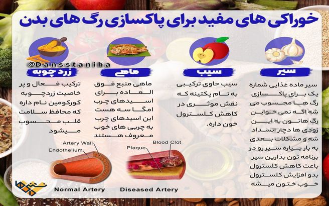 خوراکی‌هایی که رگ‌های بدن را پاکسازی می‌کند