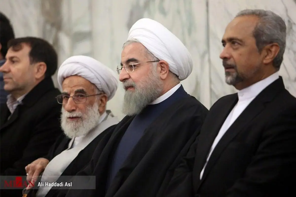 روحانی و آیت الله جنتی در مراسم بزرگداشت شهدای آتش نشان/عکس