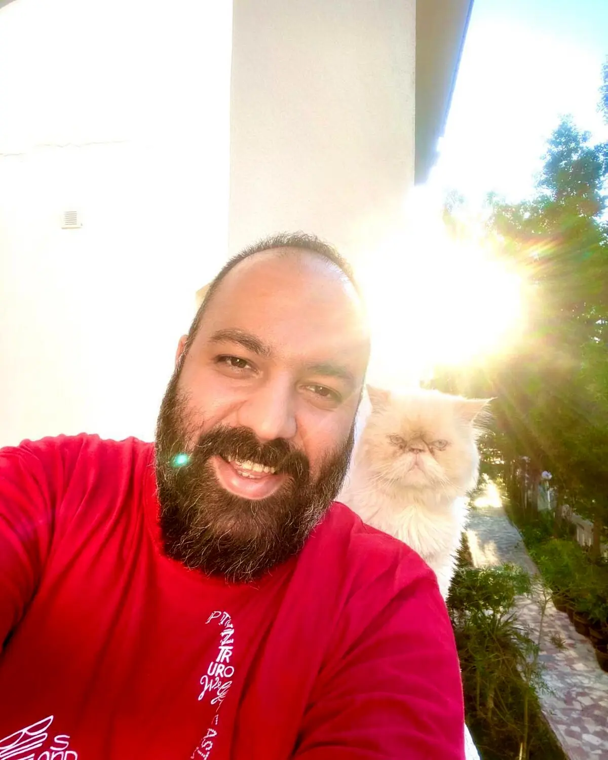سلفی علی اوجی با یک گربه اخمو!