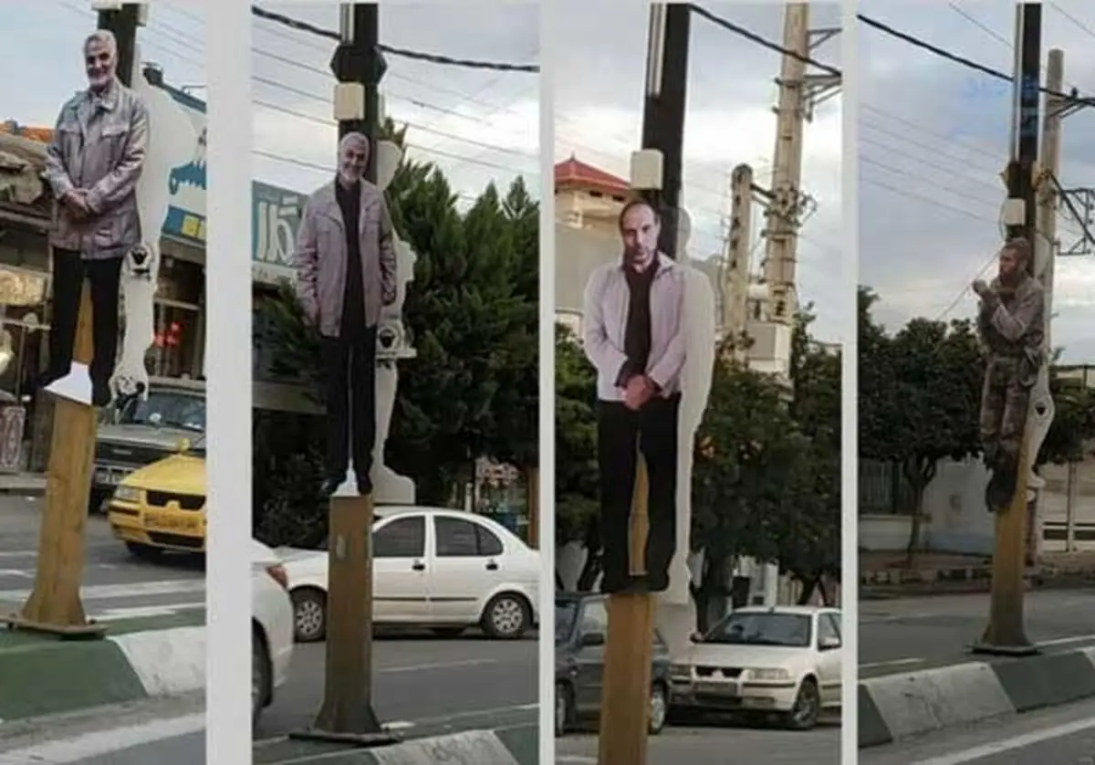 اشتباه فجیع در نصب ماکت های سردار سیلمانی و همراهانش در مازندران ! + عکس ها