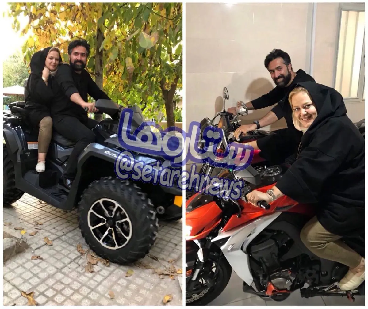 موتورسواری بهاره رهنما و همسرش/عکس