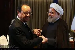 خوش و بش روحانی و اولاند/عکس