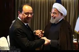 خوش و بش روحانی و اولاند/عکس