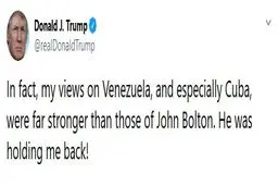 ترامپ: بولتون مانع کار من می‌شد