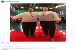 تیپ عچیب بیژن بنفشه‌خواه و مهران غفوریان در تلویزیون/عکس