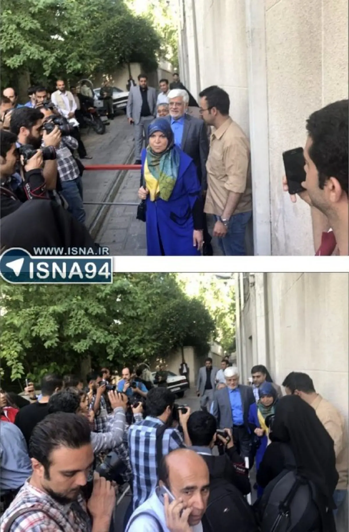 حضور محمدرضا عارف و همسرش در حسینیه جماران برای شرکت در انتخابات