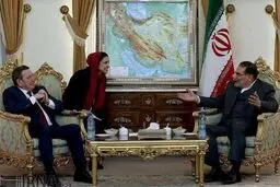 تیپ متفاوت مترجم زن در دیدار صدراعظم سابق آلمان با شمخانی