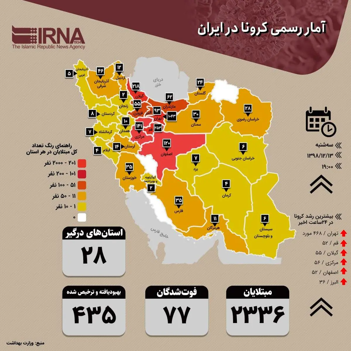 آمار رسمی کرونا در ایران + اینفوگرافی