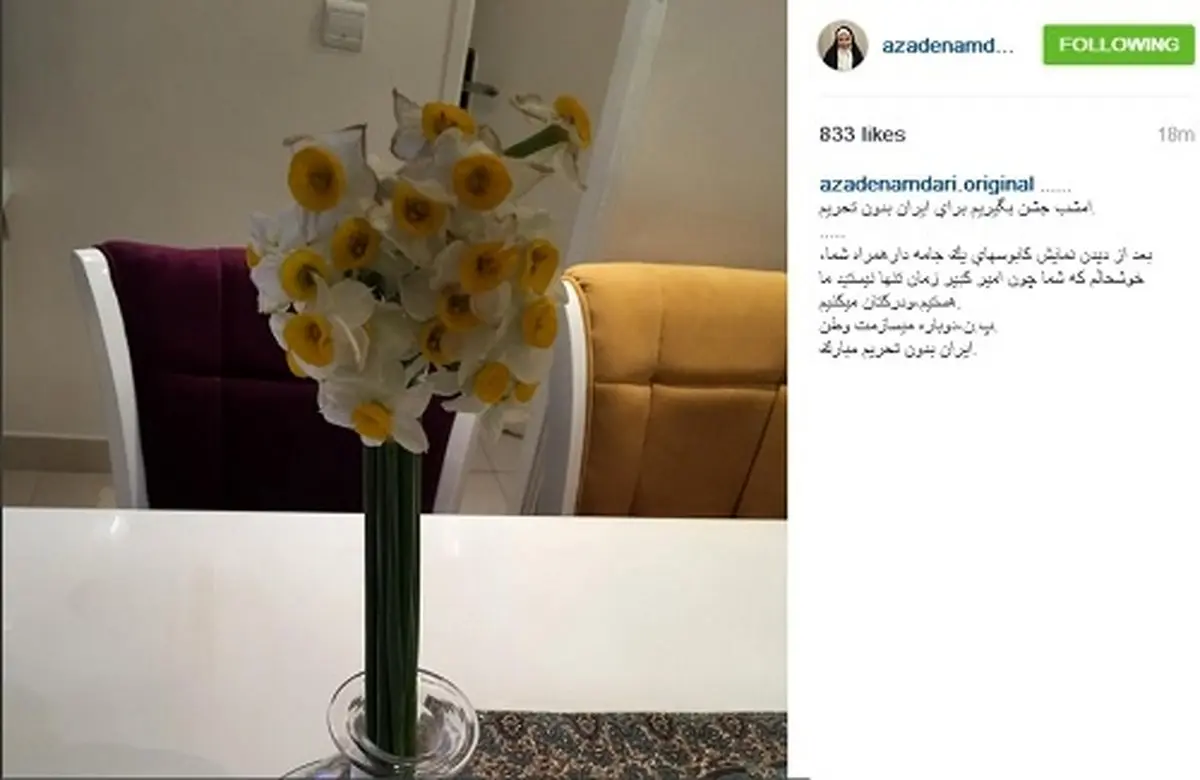 آزاده نامداری برای ایران بدون تحریم جشن می‌گیرد