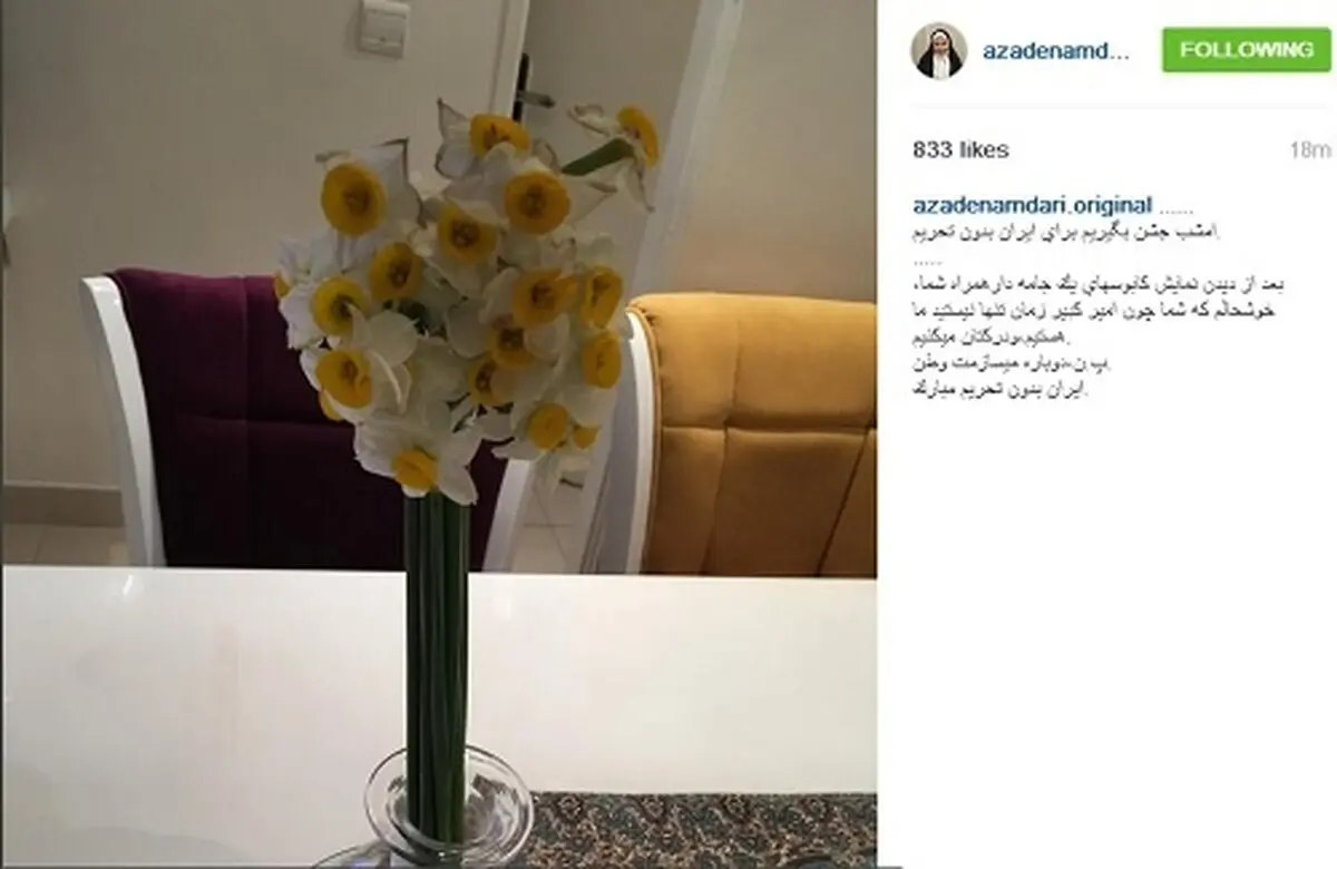 آزاده نامداری برای ایران بدون تحریم جشن می‌گیرد