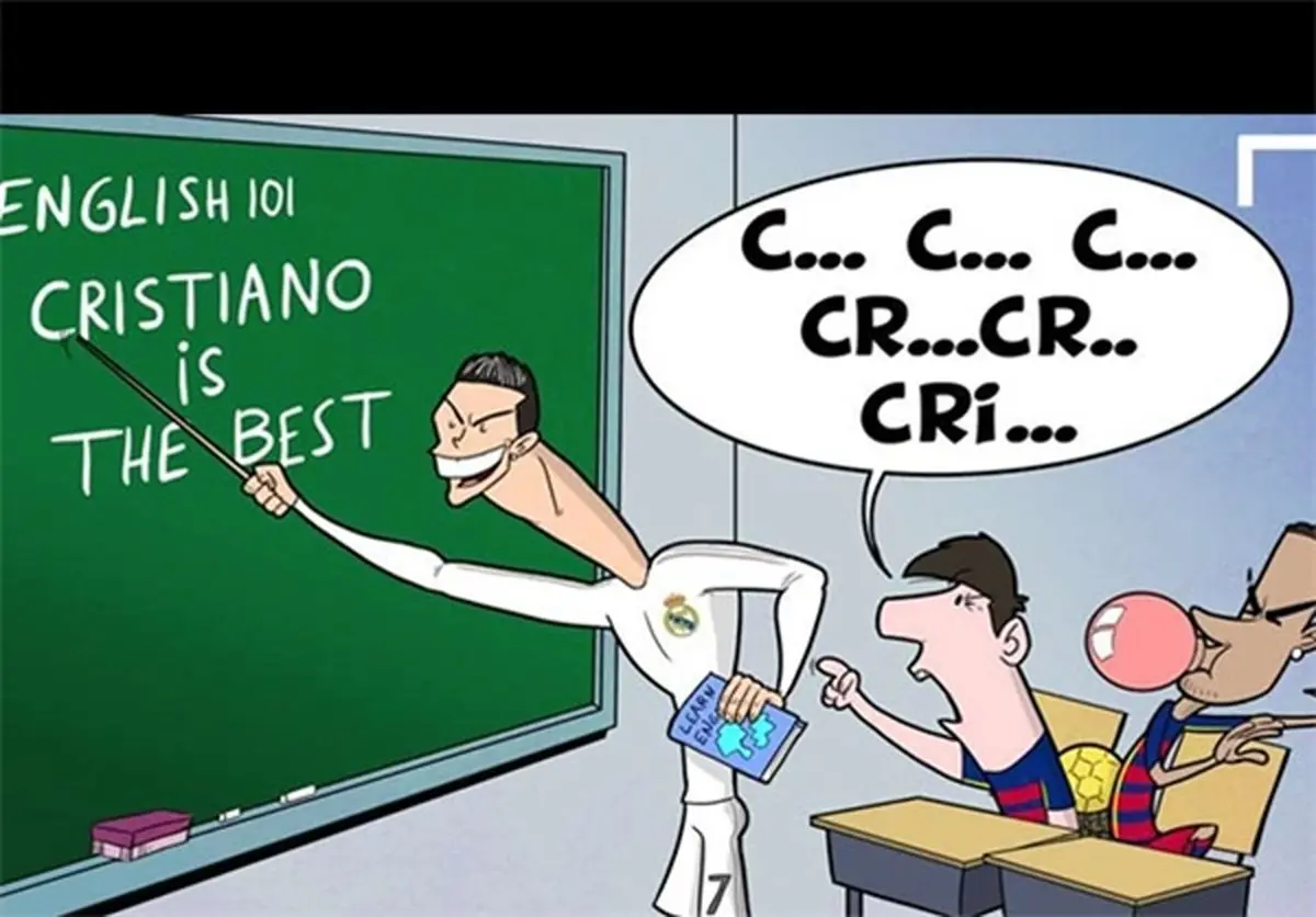 مسی و نیمار در مدرسه رونالدو+کاریکاتور