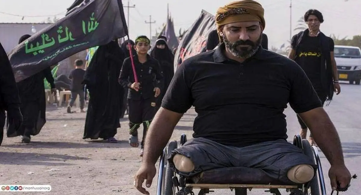 500 کیلومتر از بصره تا کربلا با ویلچر / عکس