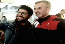 دیدار حامد همایون با پرسپولیسی ها در فرودگاه مهرآباد/عکس