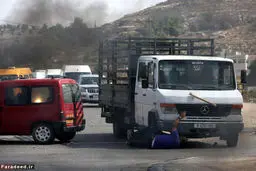 زیرگرفتن چماقدارصهیونیست با کامیون/تصاویر