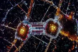 عکس هوایی از بین الحرمین در شب‌های محرم