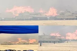 آتش در حال محاصره تانک‌های اسرائیلی در اطراف غزه