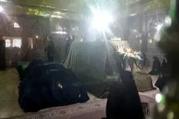 ورود خانواده آیت‌الله هاشمی به داخل ضریح مطهر امام/عکس