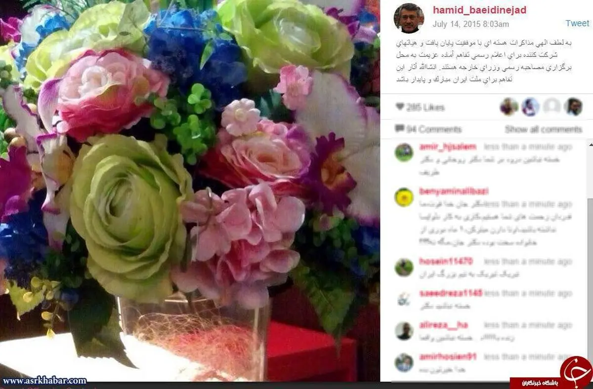 تبریک اینستاگرامی عضو تیم مذاکره کننده از وین/عکس