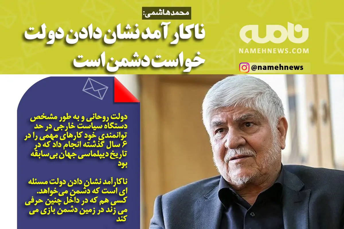 فوتوتیتر/ محمد هاشمی: ناکارآمد نشان دادن دولت خواست دشمن است