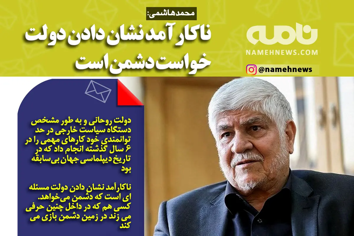 فوتوتیتر/ محمد هاشمی: ناکارآمد نشان دادن دولت خواست دشمن است