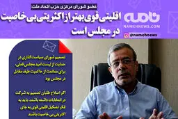 فتوتیتر/ عضو شورای مرکزی حزب اتحاد ملت: اقلیتی قوی بهتر از اکثریتی بی‌خاصیت در مجلس است