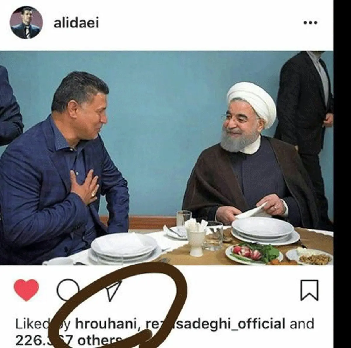 لایک کردن پست علی دایی توسط رئیس جمهور!/عکس