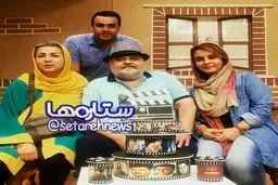 عکس «اکبر عبدى» با همسر، دختر و دامادش