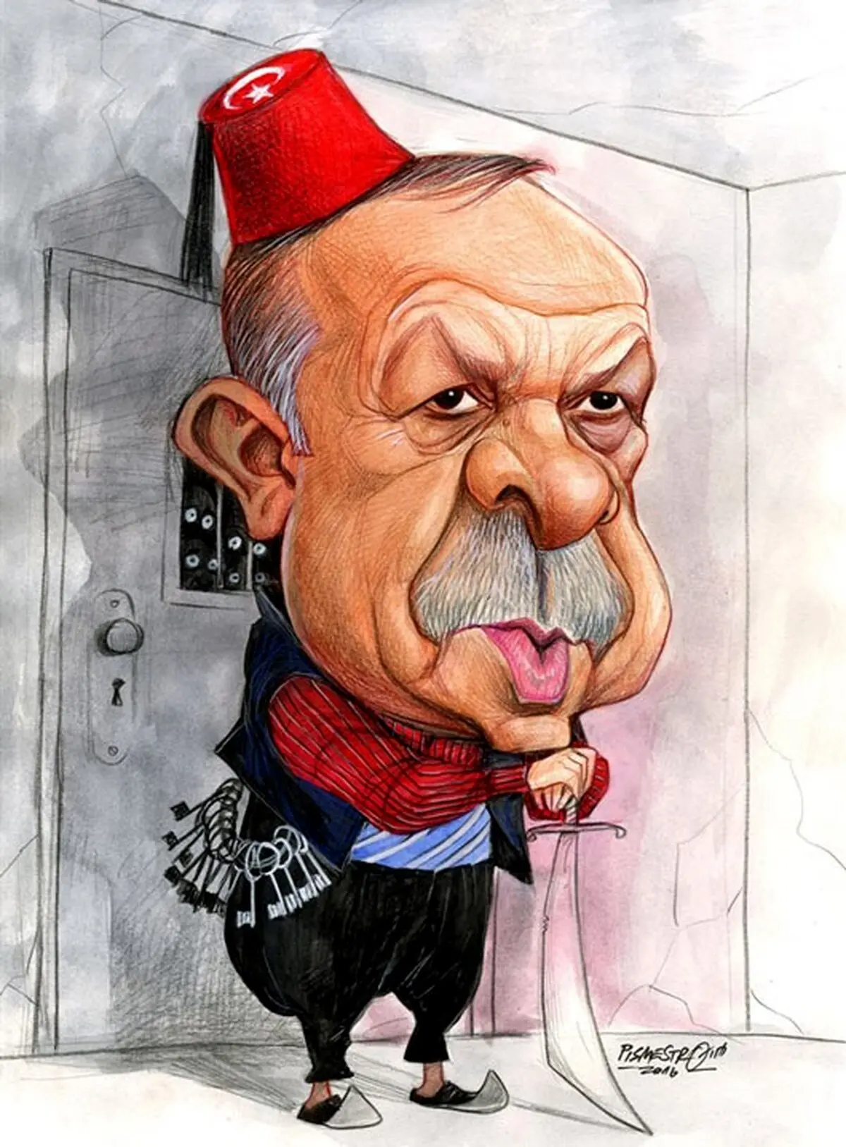 جدیدترین ژست اردوغان!/ کاریکاتور
